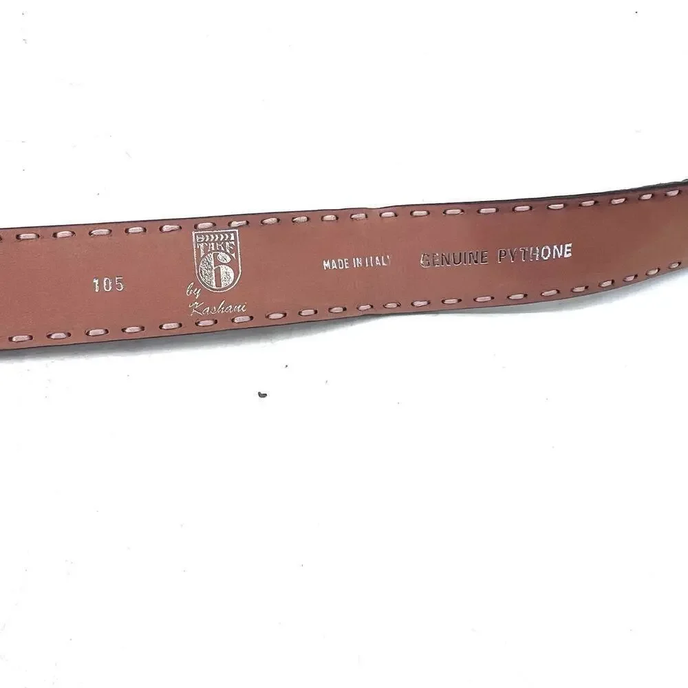 Kashani Genuine Python Snakeskin Leather Belt Mens Size 40 Made in Italy